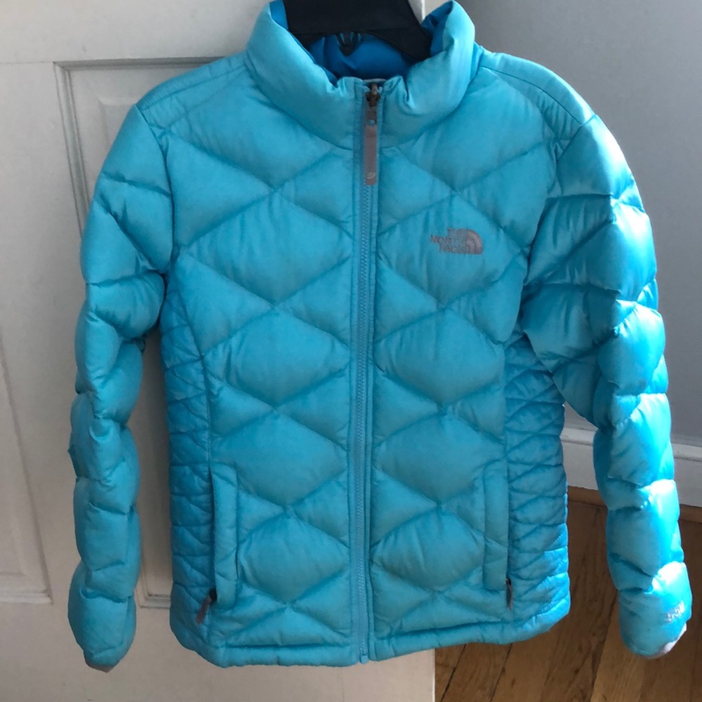 Girls size 14/16 bright blue North Face jacket